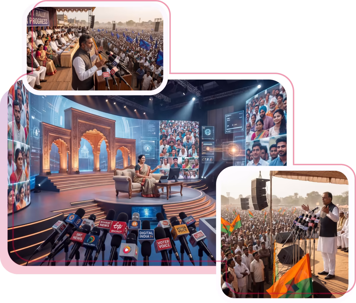 Political PR and Digital Darbar leadership illustration