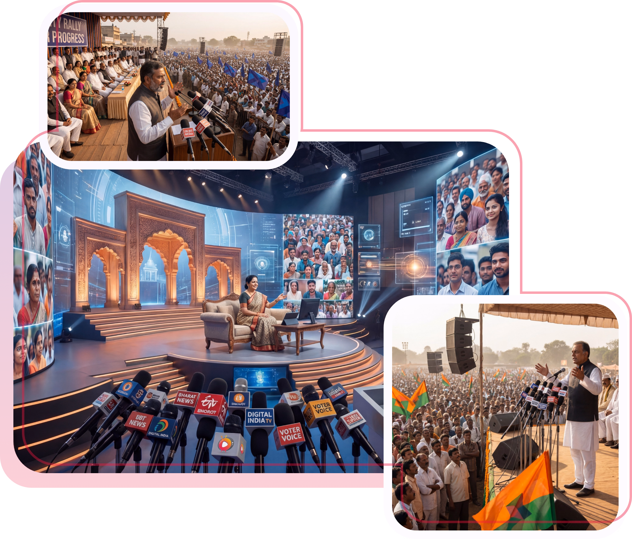 Political PR and Digital Darbar leadership illustration